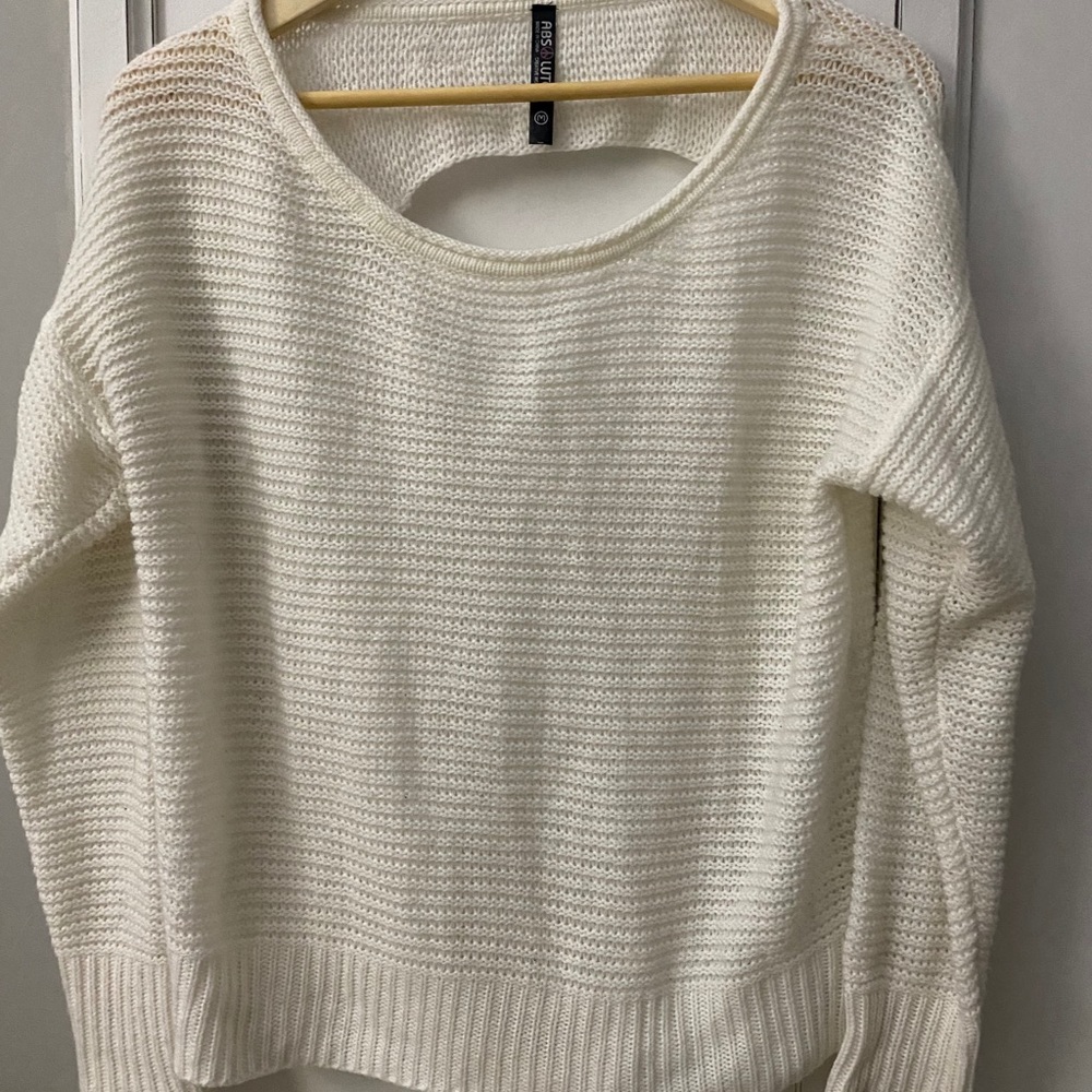 White sweater with open cut out back